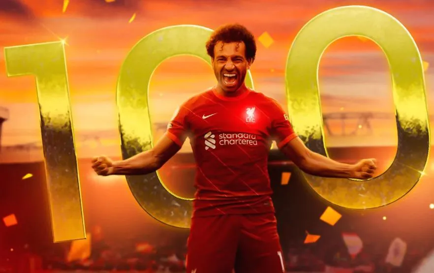 Salah je piatym najrýchlejším strelcom, ktorý dosiahol na métu 100 gólov v Premier League